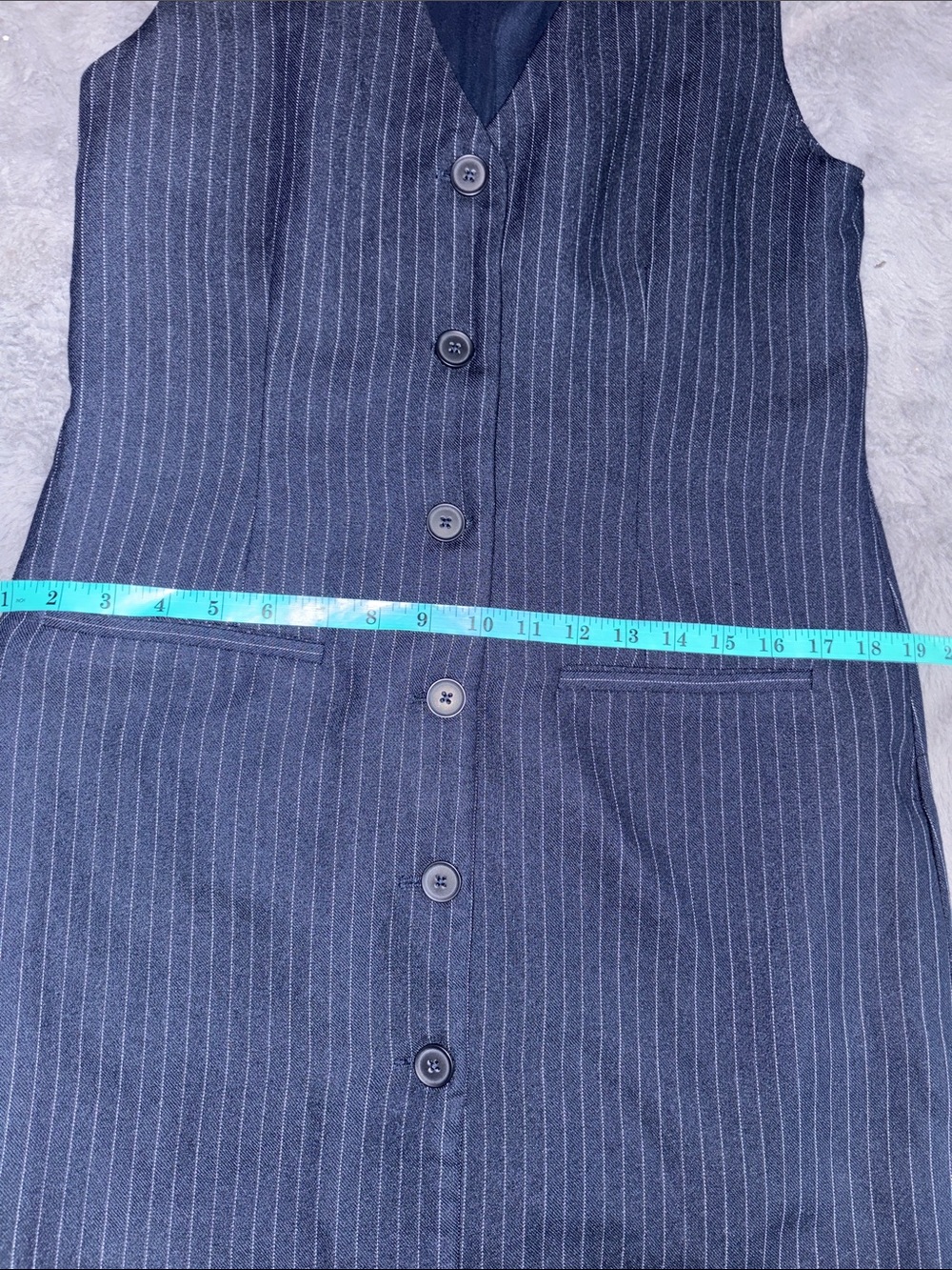 Abercrombie & Fitch Navy Pinstripe Button-Front Mini Dress - Picture 7 of 8